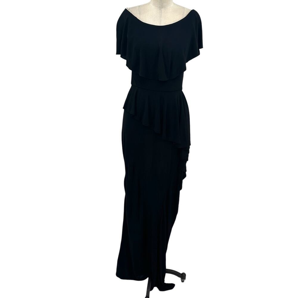 Rickie Freeman For Teri Jon Dress Formal Gown Ruffle Off-Shoulder Black Size 6